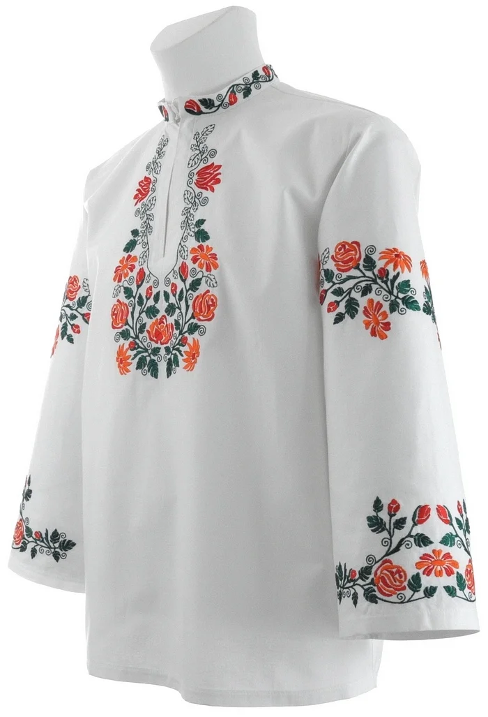 Mužský kroj košeľa zdobená hladkovanou výšivkou