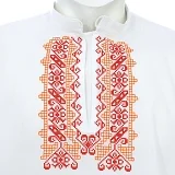 Folklórna košeľa JÁN - farebná kombinácia výšivky: červená oranžová