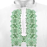 Folklórna košeľa JÁN - farebná kombinácia výšivky: zelená tmavozelená
